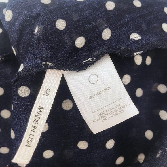 Reformation Sheer Navy Polka Dot Blouse XS - Picture 5 of 5
